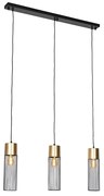 Designerska lampa wisząca czarna ze złotem 3-światłowa - MauraDesignerski Oswietlenie wewnetrzne