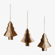 Zestaw 3 Ozdób Świątecznych Z Papieru Volin Golden - Sklum