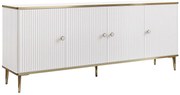 Komoda z 4 drzwiczkami z płyty MDF i stali - Biały i złoty - SINEAD marki Pascal Morabito