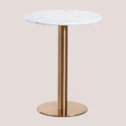 Okrągły Stolik Barowy Z Marmuru Cosmopolitan Biały Marmur & Ø60 Cm & Różowe Złoto - Sklum