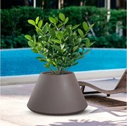 Stromboli Dove Grey okrągły wazon z żywicy o stożkowym kształcie do roślin doniczkowych i ogrodowych, śr. 60x35h