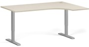 Narożne biurko z regulacją wysokości, 160x120 cm, 2 silniki, L/P, szara podstawa, brzoza