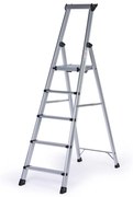Schody aluminiowe jednostronne PROFI z półką, 1x5 stopni, wysokość 1,18 m