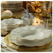 Zestaw obiadowy 24‑częściowy, biały/złoty, porcelana