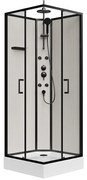 Kabina prysznicowa z hydromasażem z włókna bambusowego - Czarny mat - szer. 80 x gł. 80 x wys. 225 cm - ARDALI