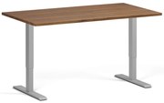Biurko z regulacją wysokości, 140x80 cm, 2 silniki, szara podstawa, orzech