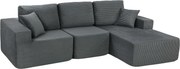 HOMCOM Modułowa narożna sofa, L-kształtna sofa-łóżko z głębokim siedziskiem, szerokimi podłokietnikami, 2 poduszki, ciemnoszary | Aosom PL