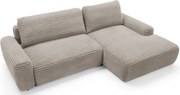 Sztruksowa kanapa narożna rozkładana taupe N0-D86