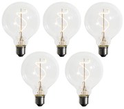 Zestaw 5 Żarówka LED E27 z przyciemnianiem, spiralny filament G95 4W 270lm 2200K
