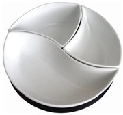 Zestaw 3 misek z tacą TORO — ceramika/drewno