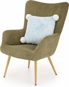 Oliwkowy fotel uszak w stylu skandi E0-M15