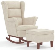 Kremowy fotel wypoczynkowy bujany + podnóżek S0-B82