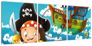 Obraz - Skarb piratów (z zegarem) (90x30 cm)
