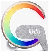 Immax 08986L-LED RGB Ściemnialna lampa z budzikiem i ładowarką Qi 30W/230V złoty