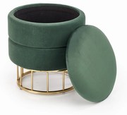 MINTY pufa ciemny zielony / złoty funkcja schowka glamour nowoczesna