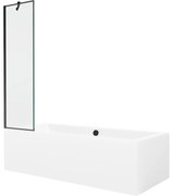 Mexen Cube wanna prostokątna 170 x 80 cm z obudową i parawanem 1-skrzydłowym 50 cm, czarny wzór - 550517080X9505007070