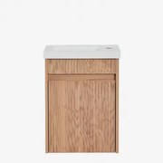 Zestaw Wiszących Mebli Łazienkowych Zintegrowany Z Umywalką Narek Popielaty Brąz & Bezlusterkowiec & Bez Kranu & ↔︎ 40 Cm - Sklum