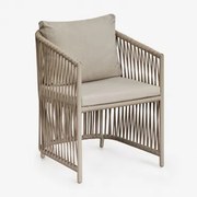 Krzesło Do Jadalni Z Podłokietnikami Z Aluminium I Plecionej Liny Sophie Moka Brown - Sklum