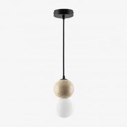 Lampa Sufitowa Ø10 Cm Z Trawertynu Z Kulą Szklaną Davise Czarna - Sklum