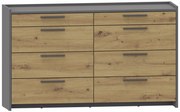 Minimalistyczna komoda z 8 szufladami dąb artisan + antracyt S7-L91