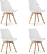 Krzesła Valora RIKX białe z poduszką i drewnianymi nogami x4