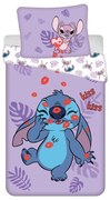Fioletowa bawełniana pościel dziecięca jednoosobowa 140x200 cm Lilo and Stitch "Kiss" – Jerry Fabrics