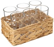 Szklanki do drinków, napojów w plecionym koszyku, 6 sztuk