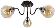Trzyramienny czarny żyrandol z ozdobnymi kloszami - 4x V151 R9-K55