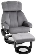 HOMCOM fotel do masażu fotel telewizyjny fotel z podnóżkiem funkcja masażu aksamitny poliester szary 76 x 80 x 102 cm