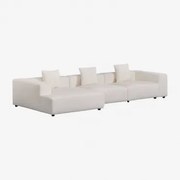 Modułowa Sofa Z Szezlongiem Lewostronnym, 3-częściowa (↔︎375 Cm) Z Wysokim Podłokietnikiem Bruna Bouclé White - Sklum