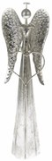 Metalowy aniołek ze świecącym sercem, 45 cm, światło LED
