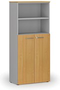 Szafa biurowa kombinowana PRIMO GRAY, drzwi na 3 poziomach, 800 x 420 x 1781 mm, szary/buk