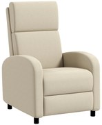 HOMCOM Fotel Relaksacyjny Telewizyjny, Wysuwany Podnóżek, Regulacja do 160°, 64 x 86 x 102 cm, Kremowy