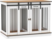 PawHut Klatka dla psa z 2 drzwiami, transporter dla psów, box transportowy dla psów, rustykalny design, zamykana, Biały