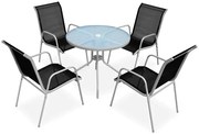 Stół i krzesła ogrodowe ze szklanym blatem W0-W09