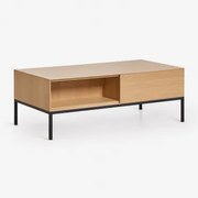 Stolik Kawowy Prostokątny 120x60 Cm Z Mdf I Okleiny Dębowej Bromley Roble - Sklum