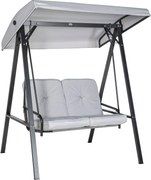 Outsunny Huśtawka Hollywood, 2-osobowa Huśtawka Ogrodowa z Regulowanym Daszkiem, Udźwig do 220 kg, 145 x 116 x 172 cm, Szara