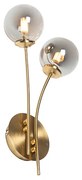 Kinkiet / Lampa scienna art deco złoty przydymione szkło 2-źródła światła - Athens Rustykalny / Vintage Oswietlenie wewnetrzne