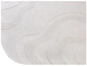 Dywan z wypukłym wzorem i zaokrąglonym rogiem ręcznie tuftowany 100% wełny - 200 x 290 - Kość słoniowa - VELORIA