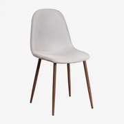 Tapicerowane Krzesło Jadalniane Glamm Ciemne Drewno & Pościel Kremowa & Lino - Sklum