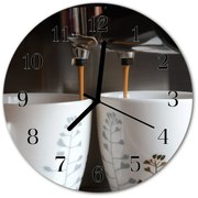 Zegar szklany okrągły Ekspres do kawy