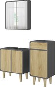 Zestaw mebli łazienkowych antracyt/dąb 60x30x61 arla
