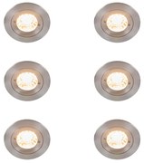 Zestaw 6 nowoczesnych okrągłych reflektorów wpuszczanych stalowych IP44 - Xena