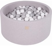 Okrągły Suchy Basen Z Piłeczkami 7cm Dla Dziecka, 90x40cm/300 Piłek, Bawełniany, Jasnoszary, Piłki: Szare, Białe - Meowbaby®