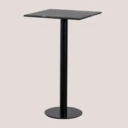 Kwadratowy Wysoki Stolik Barowy 60x60 Cm Z Marmuru Rocher Czarny Marmur & Czarny - Sklum