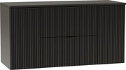 Szafka pod umywalkę WENA, z 2 drzwiami i 2 szufladami, ryflowane fronty, Willy, 120x60x47 cm, Czarna