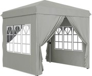 Outsunny 2,5 x 2,5 m Pawilon Pop-up z bocznymi ścianami i Torbą, UPF50+ Składany Namiot Ogrodowy z regulowaną wysokością, Jasnoszary