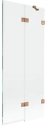 Mexen Lunar parawan nawannowy 2-skrzydłowy prawy 80 x 150 cm, transparent, miedź szczotkowana - 897-080-100-65-00-P