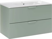 Zielona wisząca szafka łazienkowa z umywalką N8-A89