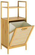 Regał bambusowy z koszem na bieliznę DORIS, 40x30x95cm, brązowy/kremowy Casaria